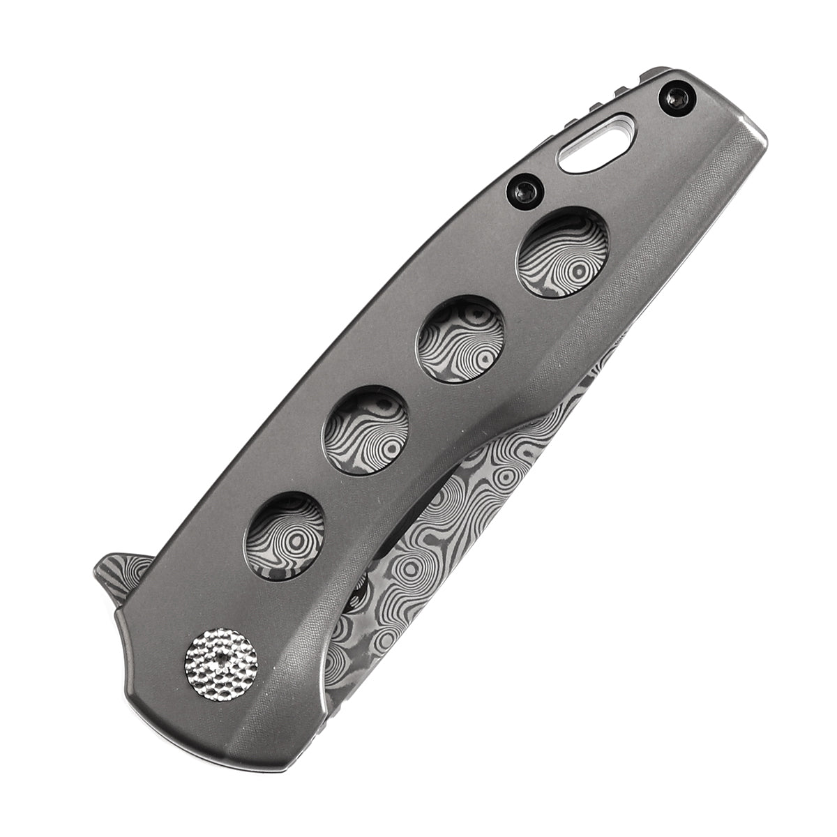 KANSEPT Cassowary Flipper Knife Grey Anodized Titanium Handle (2.9
