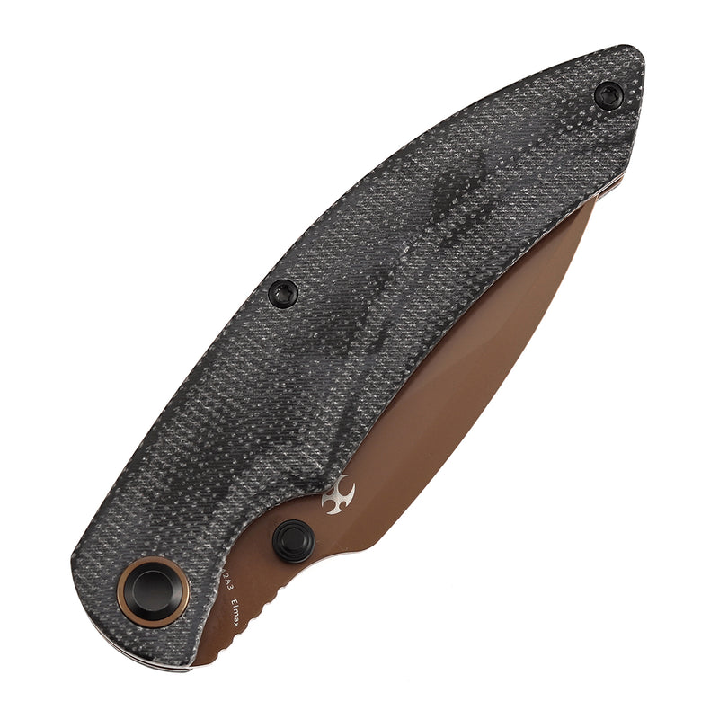 Kansept Falk | Thumb Stud | Black Micarta | 3.31" Elmax Blade | Cédric Destombes Designed | K1142A3