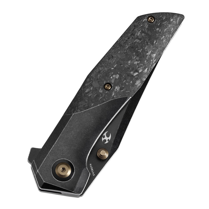 KANSEPT Deadite Thumb Stub Blackwash Titanium with Shred Carbon Fiber Handle (3.52''CPM S35VN Blade ) Tuffknives Designed - K1081A5
