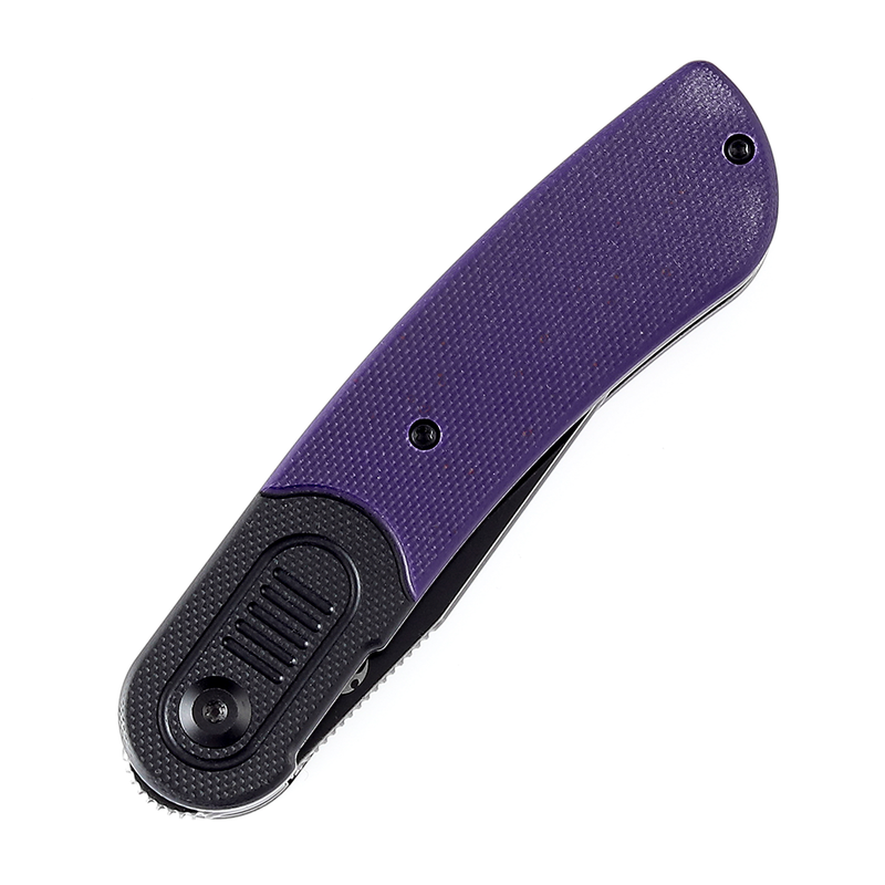 Reverie T2025B5 Black Stonewashed 154CM Blade Black and Purple G10 Handle Design by Justin Lundquist