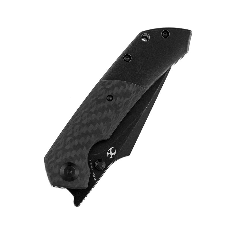 KANSEPT Fenrir Front Flipper/Thumb Stud Knife Twill Carbon Fiber +Titanium Handle (3.48'' CPM-S35VN Blade) Greg Schob Design-K1034A4