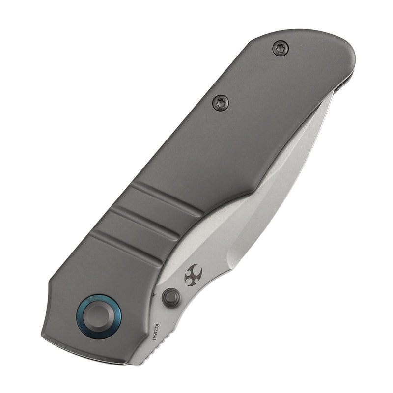 Kansept Mini Lanza | Thumb Stud | Gray Stonewashed Titanium | 3.31" CPM 20CV Blade | Brandon Corbin Designed | K1116A1