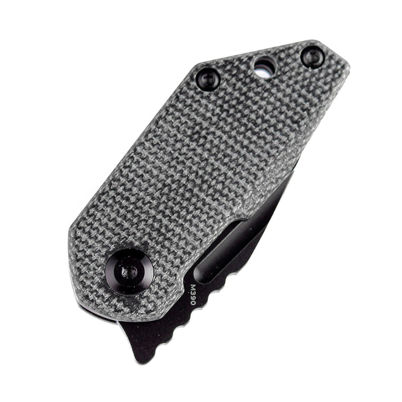 KANSEPT RIO Flipper Knife Black Micarta Handle (1.56'' M390 Blade)4T5 Design-K3044A3