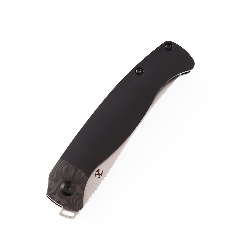 KANSEPT Mujir Front Flipper Knife Titanium with Carbon Fiber Inlay Handle (3.3''CPM-S35VN Blade) Dirk Pinkerton Design-K1014A3