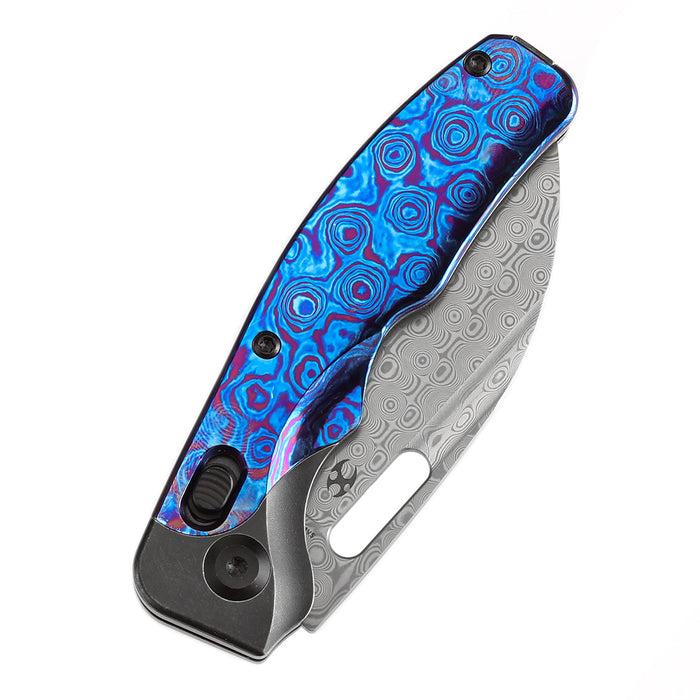 KANSEPT Vivid Cross Bar Lock Blackwashed Titanium with Timascus Handle (3.04'' Damascus Blade) Jacob Lundquist Designed-K1094V5