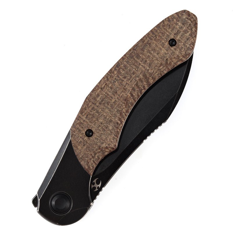 KANSEPT Cosmos Flipper Knives Titanium + Brown Micarta ( 3.58''CPM 20CV Blade)Munko Knives Design-K1059A4