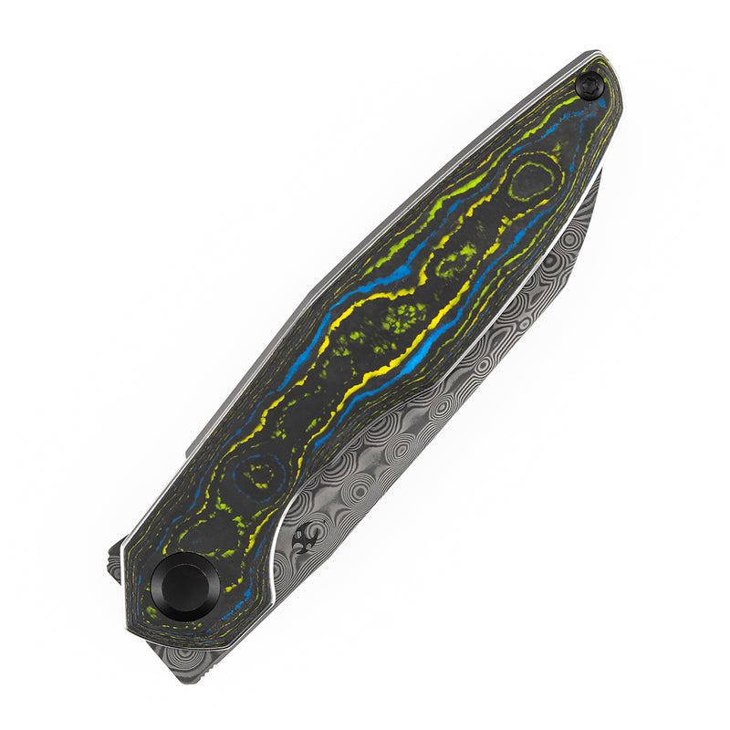 Kansept Halide | Liner Lock | Gecko Camo Carbon | 3.2" Damascus Blade | James Arnold Design | K1136A2