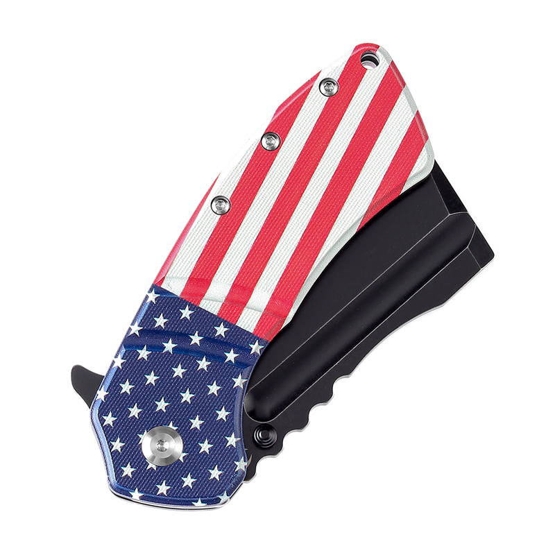 XL Korvid T1030B1 Black Stonewashed 154CM Blade G10 with American Flag Print Handle Designed by Koch Tools
