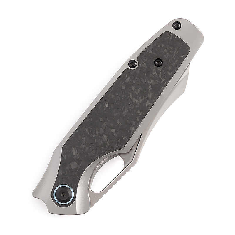 KANSEPT Tuckamore Thumb Hole Knife Titanium +Shred Carbon Fiber Handle (3.54" CPM 20CV Blade) -K1052A1