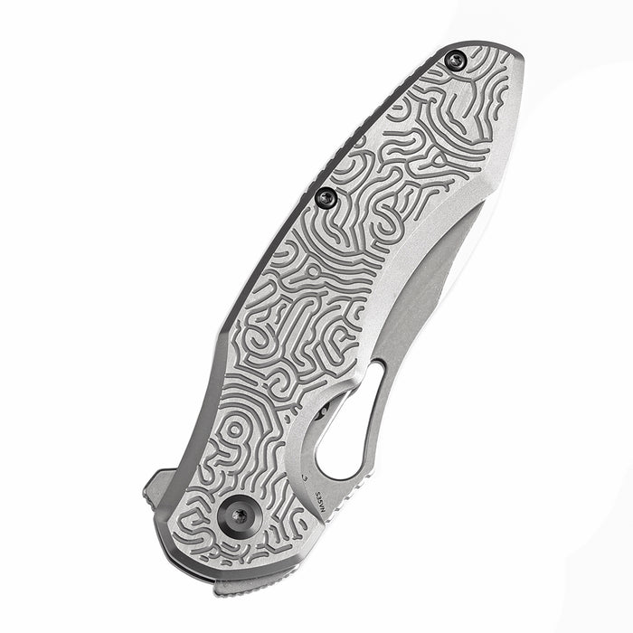 KANSEPT Echis Thumb Hole Textured beadblasted Titanium Handle (3.45''CPM S35VN Blade ) Djinn Design -K1071A3