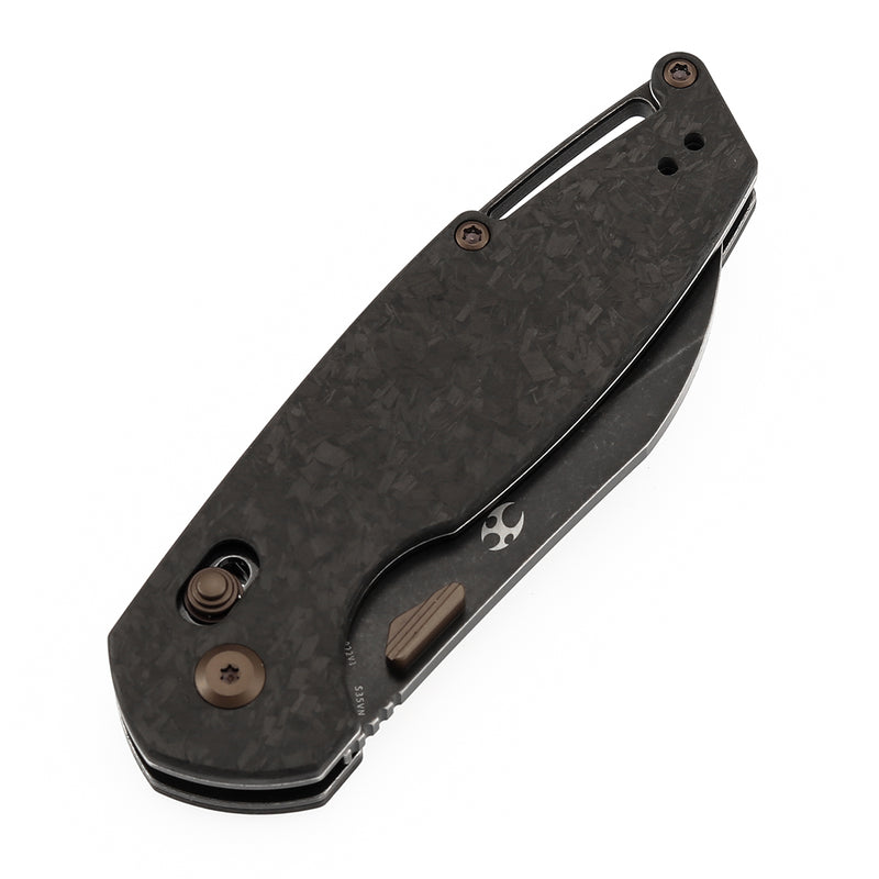 KANSEPT Model 6 Crossbar Lock Knife Shred Carbon Fiber Handle (3.1'' CPM S35VN Blade) Nick Swan Knives Design -K1022V1