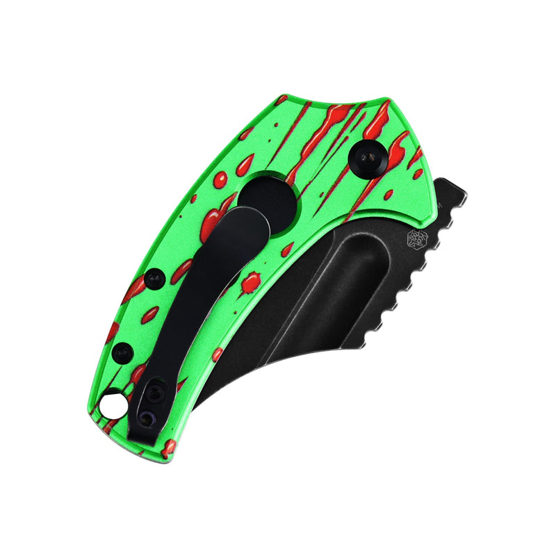 Wasp | Button Lock | Green Aluminum with Zombie Blood Print | 2.36" 154CM | Koch Tools | T2144F8