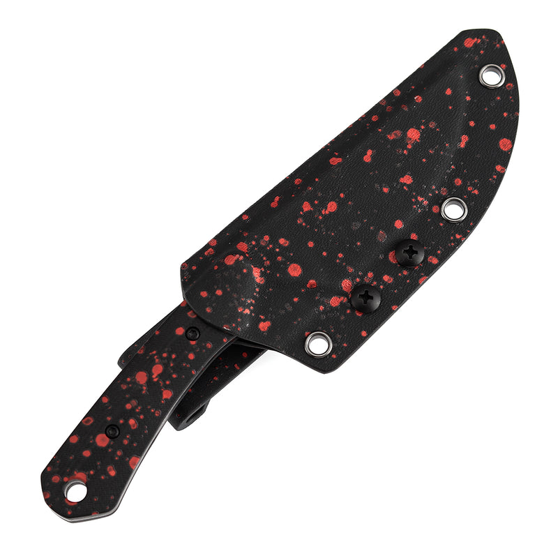 Kansept Flank | Fixed Blade | Black G10 with Zombie Blood Print | 3.69" D2 with Zombie Blood Print Blade | TuffKnives Design | G006A8
