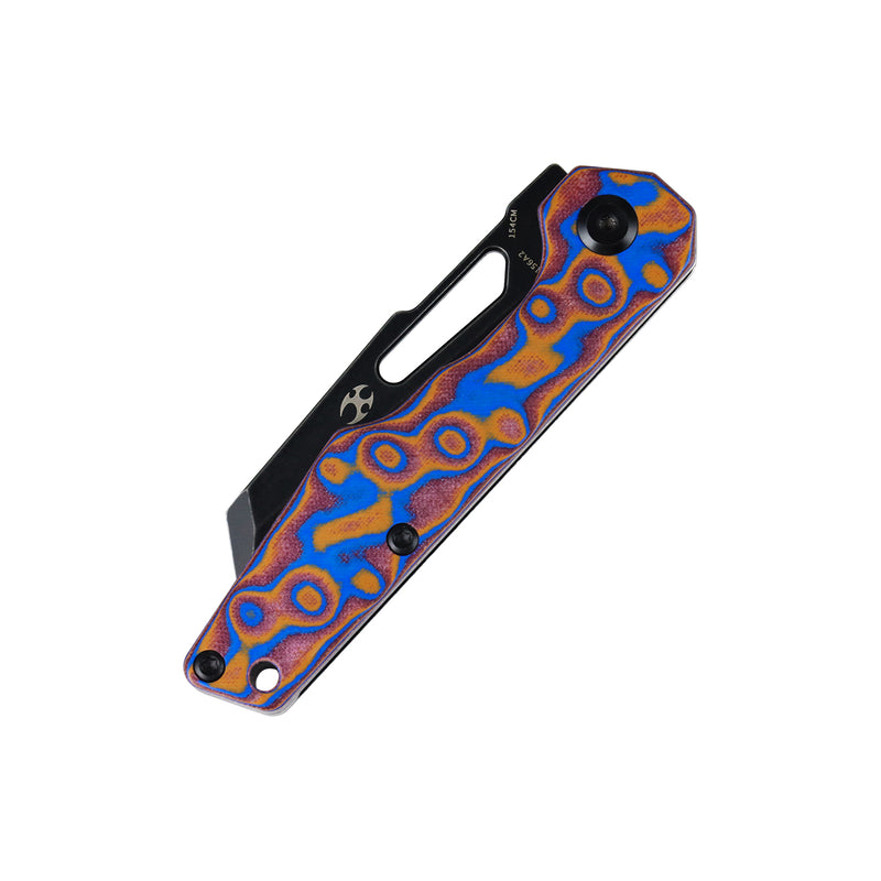 Lucero | Liner Lock | Blue & Red Vortex Micarta | 2.56" 154CM | August Originals |T2156A2