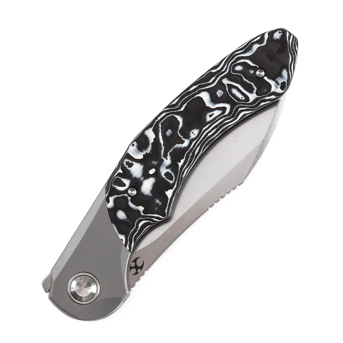 KANSEPT Cosmos Flipper Knives Titanium + White Black Nebula Carbon