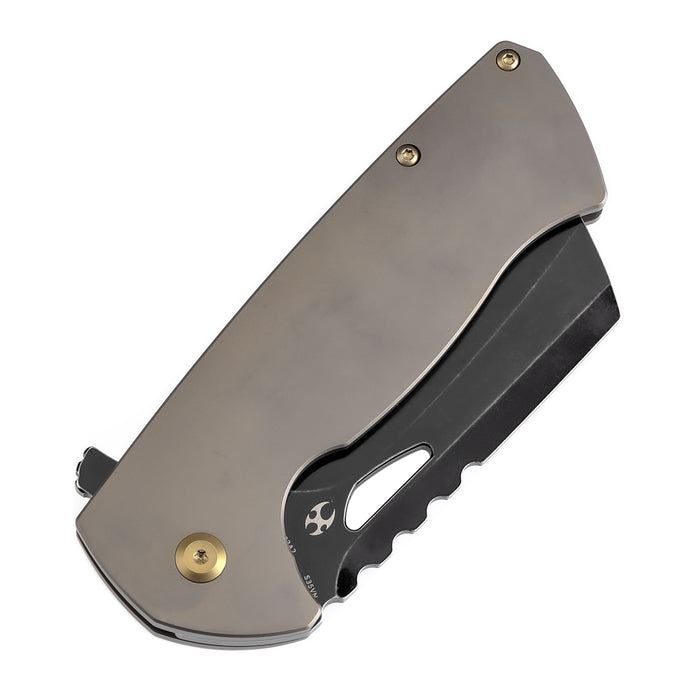 KANSEPT Leviathan Flipper Bronze Anodized Titanium Handle (3.9''CPM S35VN Blade ) Warhawk Knives Design -K1083A2