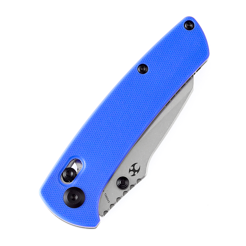 KANSEPT Main Street Thumb Studs/Crossbar Lock Knife Blue G10 Handle (3.36''154CM Blade) Dirk Pinkerton Design-T1015V3