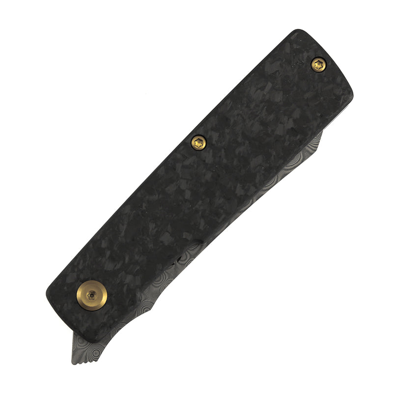 KANSEPT Higonokami | Liner Lock | 3.02'' Damascus Blade | Shred Carbon FIber Handle | Goran mihajlovic Design | T2135A1