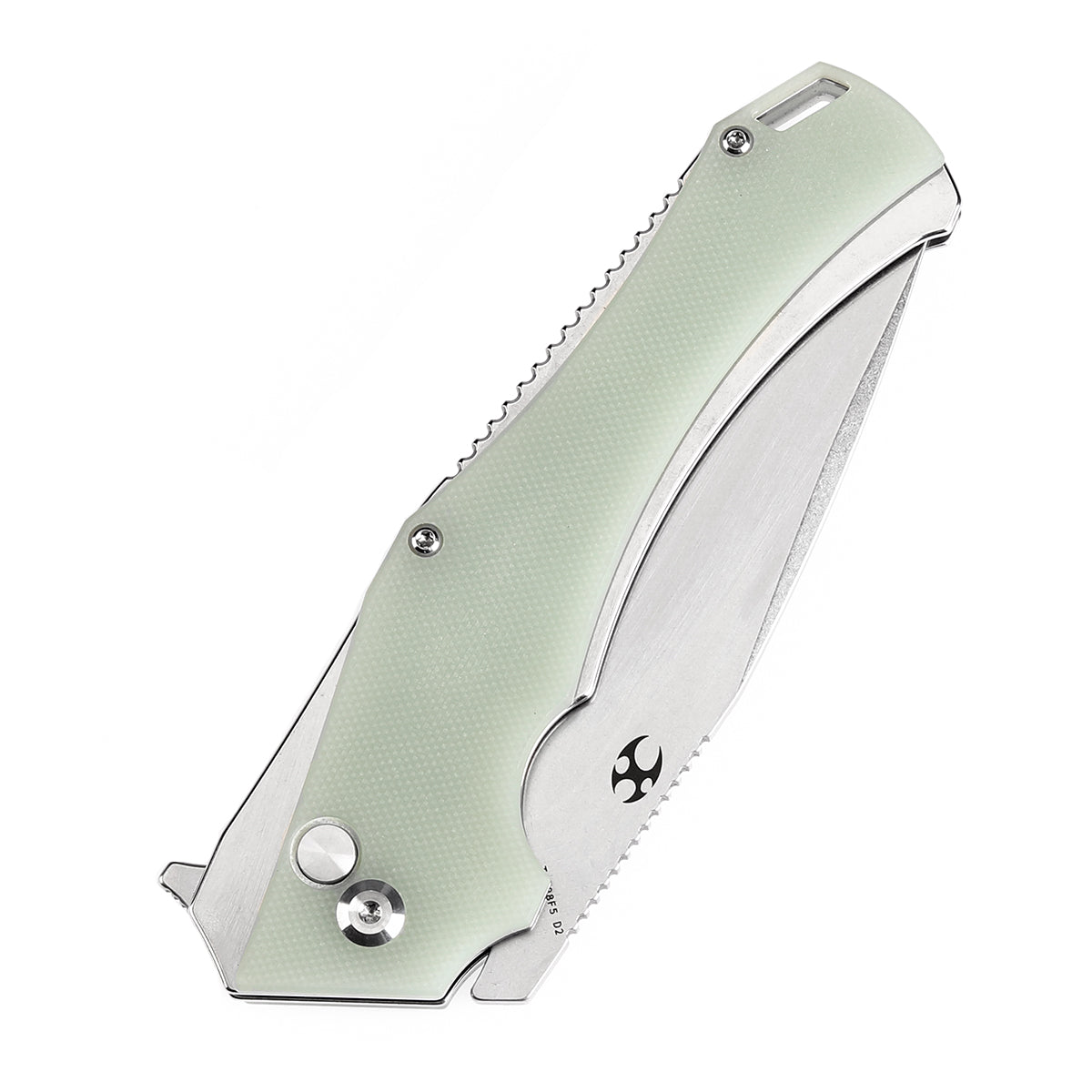 KANSEPT Hellx Button Lock Jade G10 Handle (3.6''D2 Blade ) Mikkel