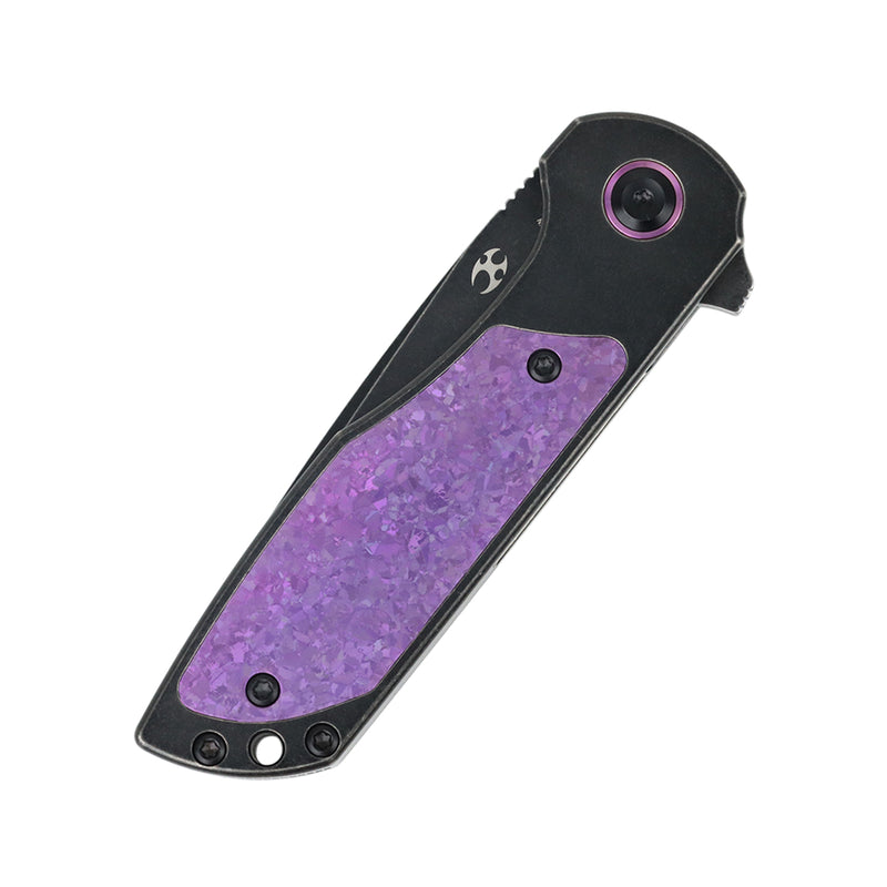 Ptarmigan | Frame Lock | Blackwash Titanium & Purple Crystallized Titanium | 3.12" CPM S35VN | Jared Price Design | K2055A3