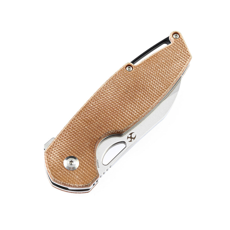 KANSEPT Model 6 Flipper/Thumb Hole Knife Brown Micarta Handle (3.1'' 154CM Blade) -T1022A5