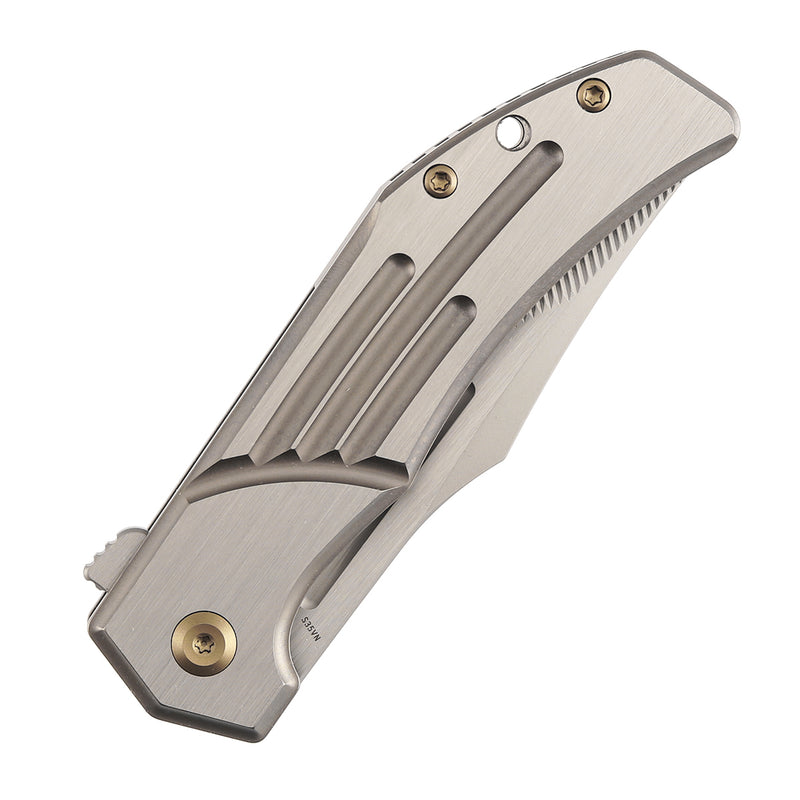 KANSEPT Orion Limited Version Flipper Bronze Anodized and Machine Satin Titanium Handle (3.07" Machine Satin CPM S35VN with CNC Milling Blade) JB Stout Design-K1089B3