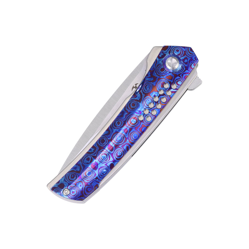 Tracer | Frame Lock | Titanium & Timascus | 3.46" Brushed Satin  CPM S35VN | Tuff Knives | K1115A4