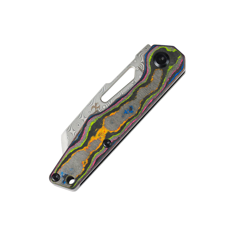 Lucero | Liner Lock | 80S Camo Carbon Fiber | 2.56" Damascus | August Originals |T2156A1
