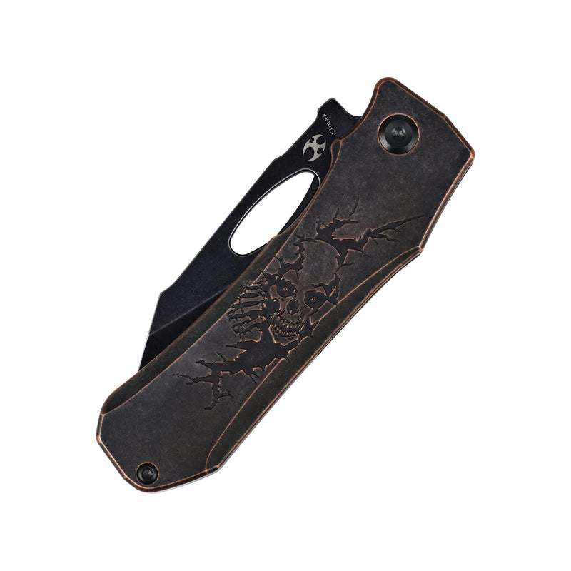 Loki | Frame Lock | 2.99" Blackwash Elmax Blade | Blackwash Titanium & Copper Bones | Steven Dunnuck Designed | K1058B8
