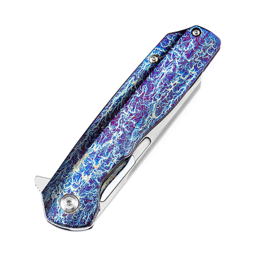 KANSEPT Shard K1006A16 Satin CPM-S35VN Blade Lightning Strike Anodized Titanium Handle With Kim Ning Design