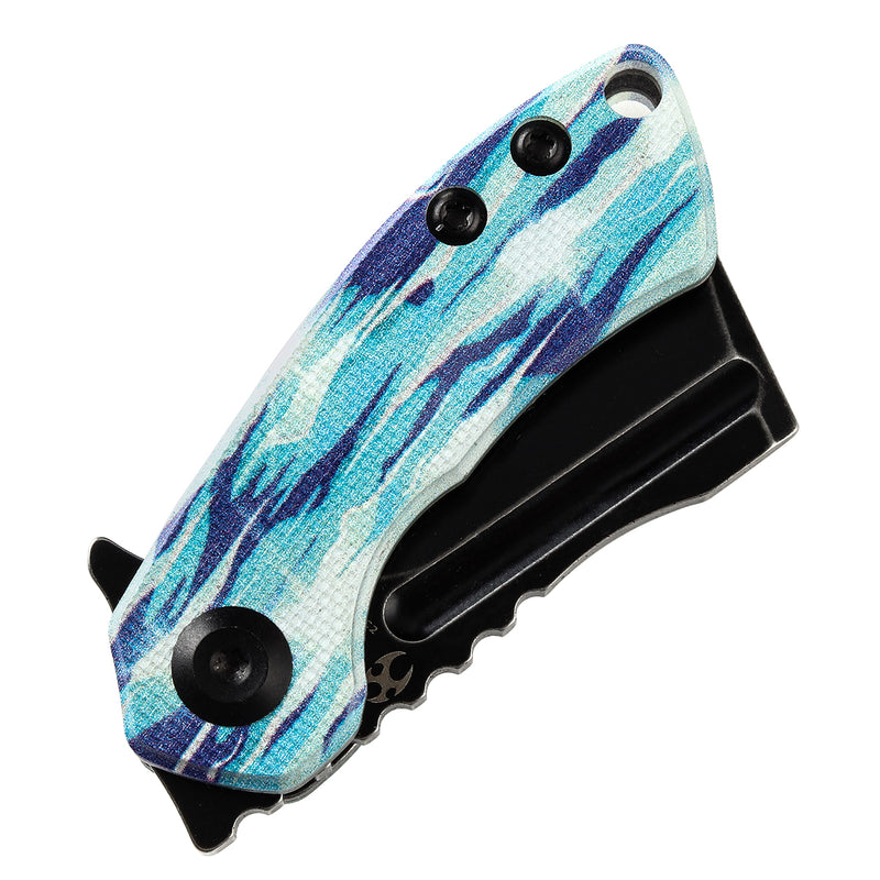 KANSEPT Mini Korvid  Flipper Knife Jade G10 with Icicle Camo Handle (1.45'' 154CM Blade) Koch Tools Design-T3030C2
