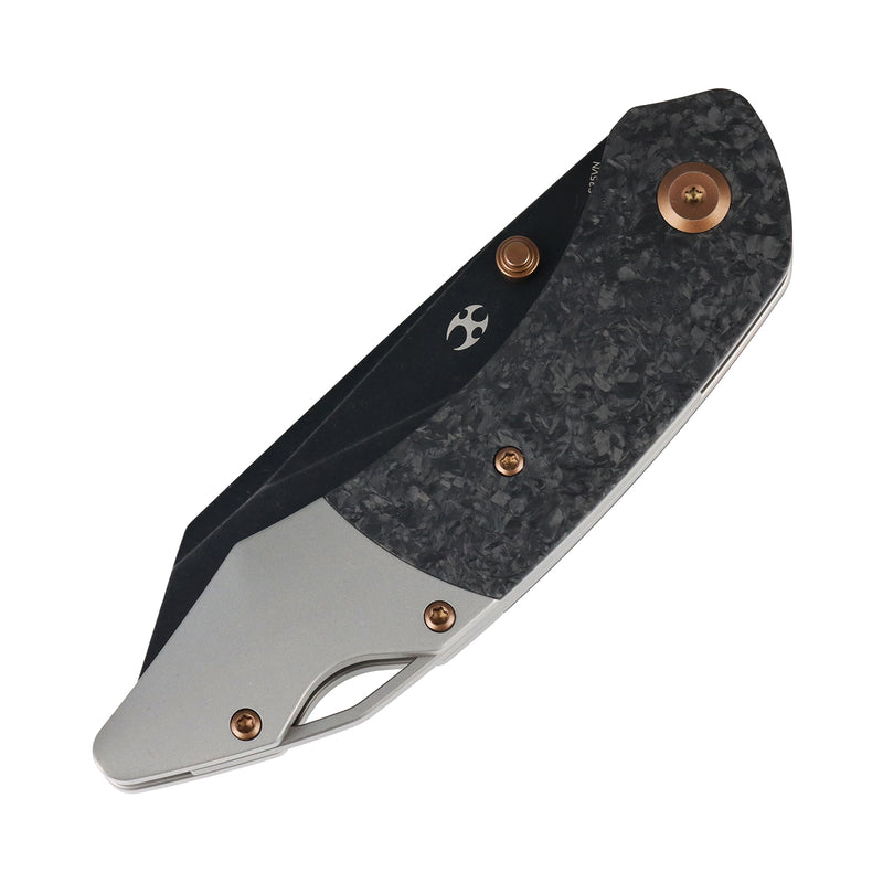 K9 | Bolster Liner Lock | Shred Carbon Fiber & Plain Titanium | 3.63" CPM S35VN | Keanison Knives Design | K1151A1