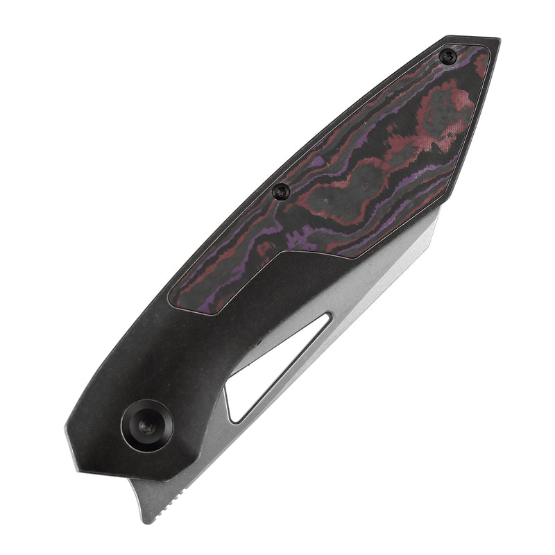 KANSEPT STRIP | Thumb Hole | Purple Haze Fatcarbon+Blackwash Titanium | 3.4" Magnacut Blade | RON STEELE DESIGN | K1113A2