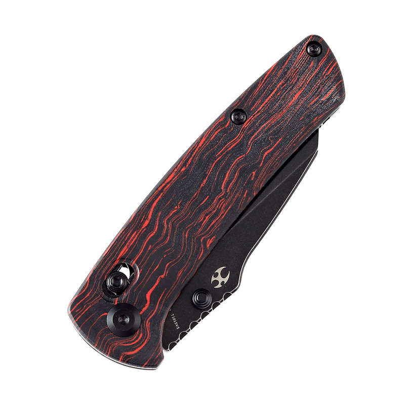 KANSEPT Main Street Thumb Studs/Crossbar Lock KnifeBlack and Red G-Mascus Handle (3.36''154CM Blade) Dirk Pinkerton Design-T1015V5