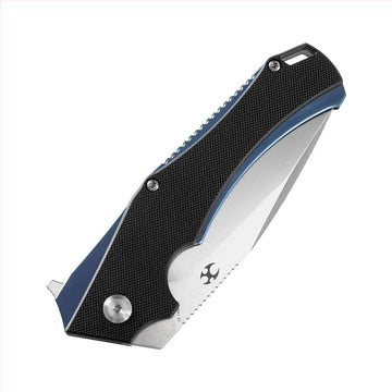 KANSEPT Hellx Tacitical Utility Pocket Knife with Stonewashed D2 Blade Black G10 Handle - T1008A1