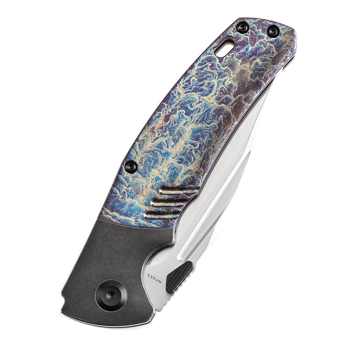 KANSEPT Hinterland Thumb Stub Blackwash Titanium and Lightning Strike Finished Titanium Inlay Handle (3.58" CPM S35VN Blade) Morgan Koens Design-K1057A5