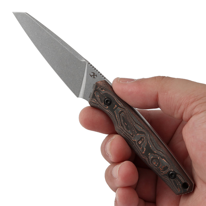 KANSEPT Fixed Blade Parr Copper Carbon Fiber Handle (2.87" CPM S35VN B — Kanseptknives