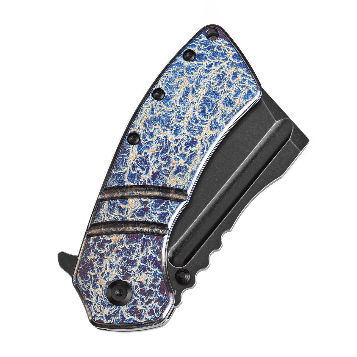 KANSEPT XL Korvid Flipper Knife Titanium with Lightning Strike
