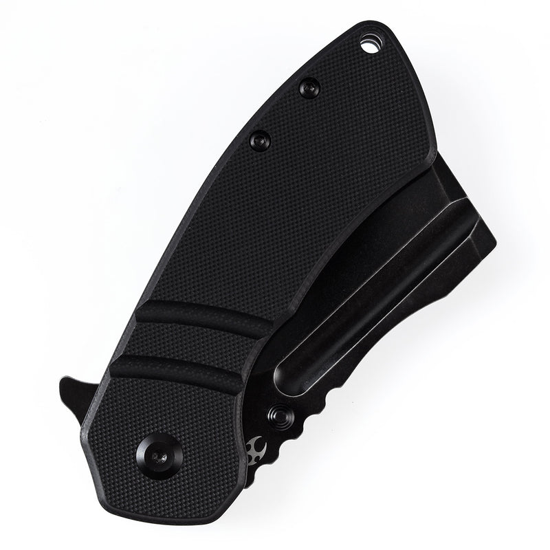 KANSEPT M+ Korvid Thumb Studs/Flipper Knife Black G10 Handle (3.07'‘ 154CM Blade ) Koch Tools Design-T2030B1U