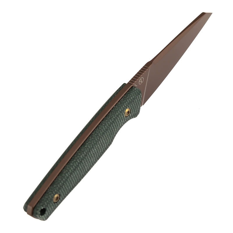 Kansept Parr | Fixed Blade | Green Micarta | 3.12" Rose Gold D2 Blade | Jonathan Styles Design | G011A8