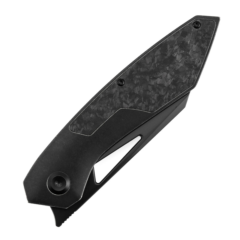 KANSEPT STRIP | Thumb Hole | Shred Carbon Fiber & Blackwash Titanium | 3.4" Mirror DLC Magnacut Blade | RON STEELE DESIGN | K1113A1