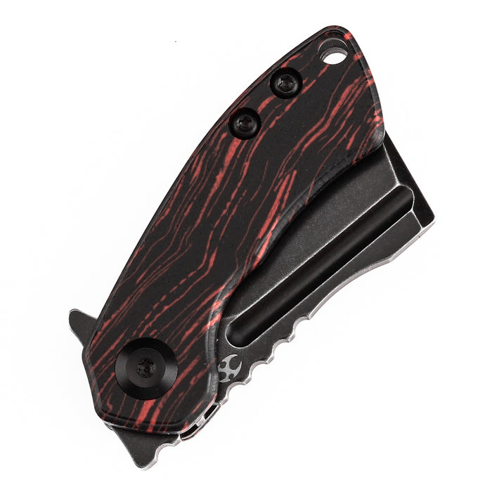 KANSEPT Mini Korvid Flipper Knife Red and Black G-mascus(1.45'' CPM S35VN Blade) Koch Tools Design-K3030S1