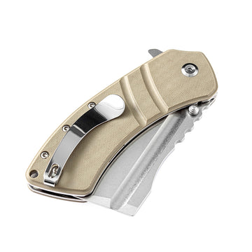 KANSEPT XL Korvid Thumb Studs/ Flipper Light Sand G10 Handle(3.55'' 154CM Blade)Koch Tools Design-T1030A5