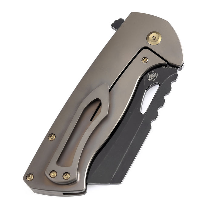 KANSEPT Leviathan Flipper Bronze Anodized Titanium Handle (3.9''CPM S35VN Blade ) Warhawk Knives Design -K1083A2