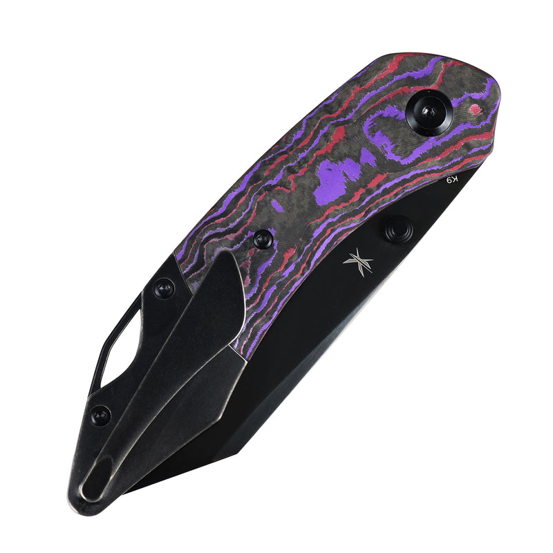 Exclusive | K9 | Bolster Liner Lock | Purple Haze Fatcarbon & Balckwash Titanium | 3.63" Black Mirror DLC CPM S35VN| Keanison Knives Design | K1151A5