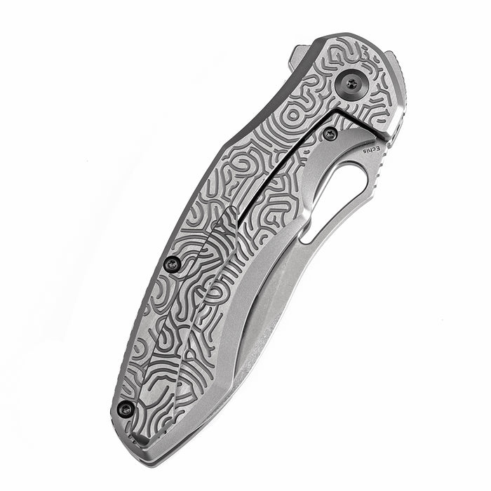 KANSEPT Echis Thumb Hole Textured beadblasted Titanium Handle (3.45''CPM S35VN Blade ) Djinn Design -K1071A3