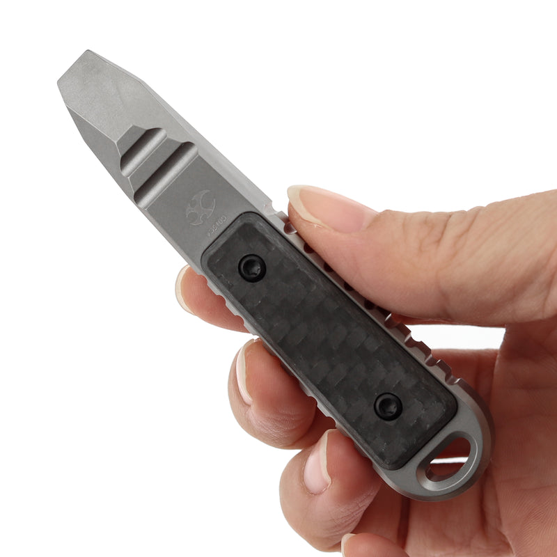 Kansept EDC Kursor PryBar Blackwash Titanium+Twill Carbon Fiber Inlay Designed by Koch Tools-G015C4