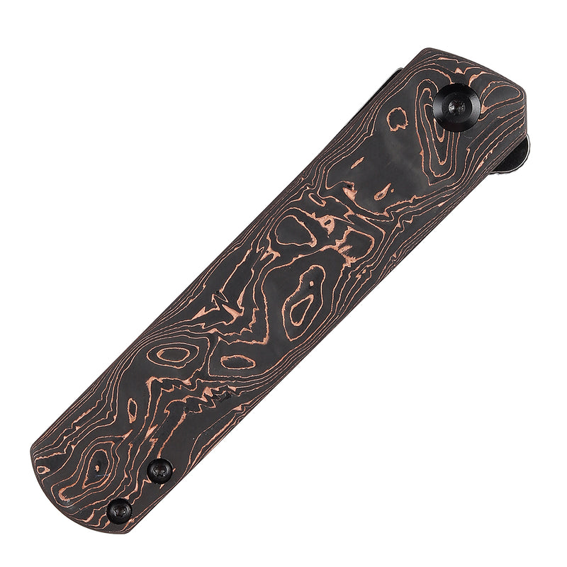KANSEPT Foosa Slip Joint/Flipper Knife Copper Carbon Fiber Handle (3.06"CPM S35VN Blade) Rolf Helbig Design-K2020T3
