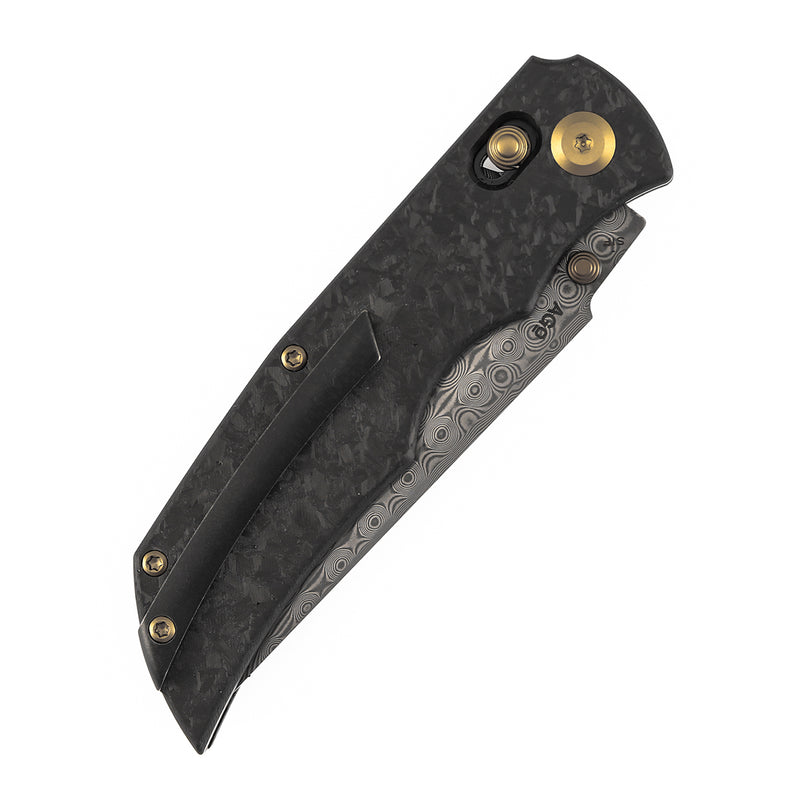 KANSEPT SIF Crossbar Lock Shred Carbon Fiber Handle (3.76" Damascus Blade) AGO Knives Designed- K1100V4