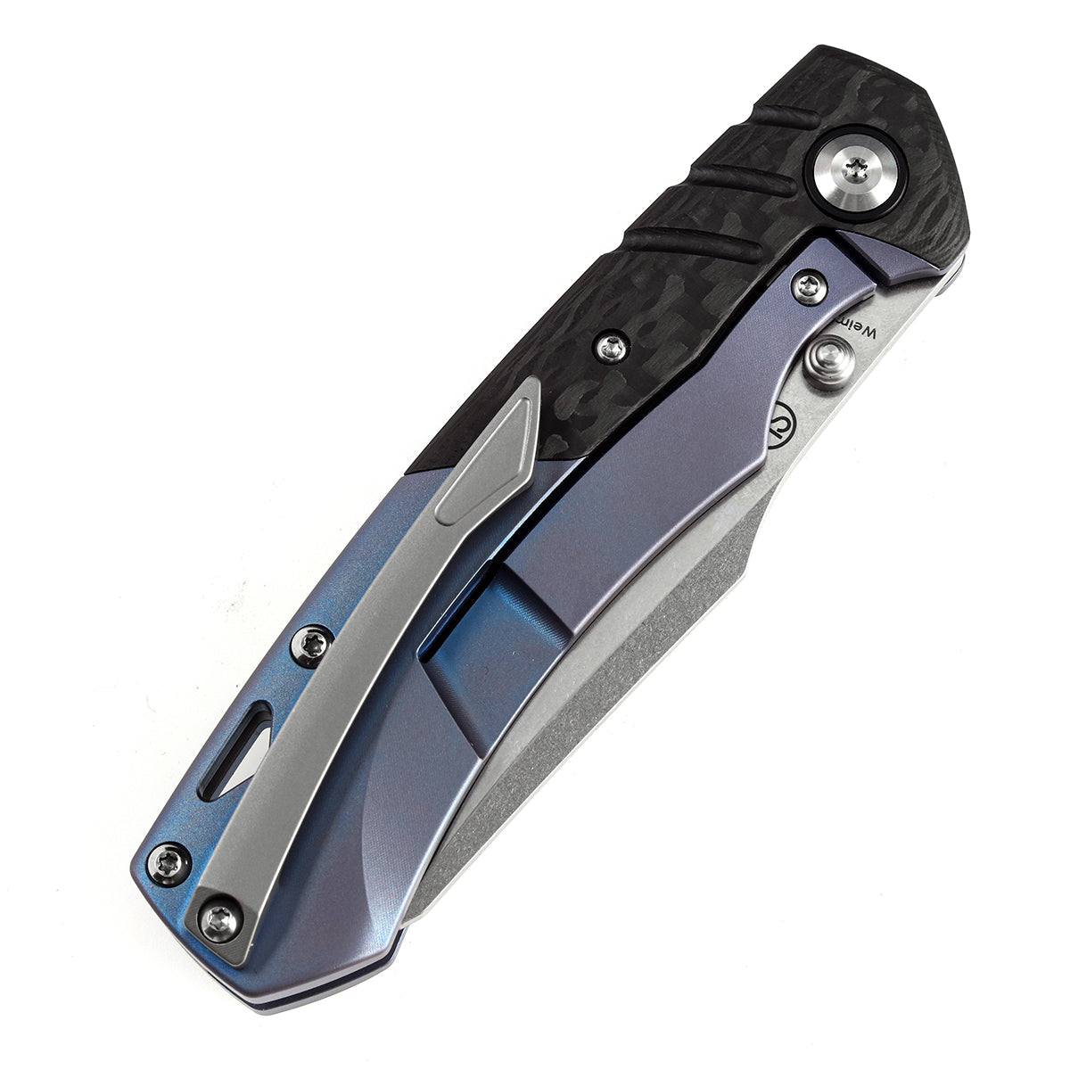 【kumiっち】 KANSEPT Weim Thumb Studs Knife Twill Carbon Fiber+Blue Anodized